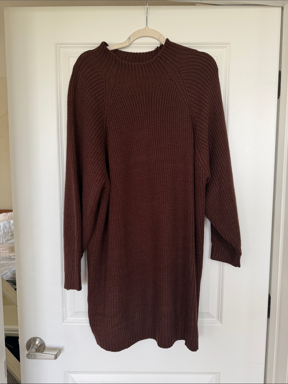 SNDYS Ribbed Knit Sweater Dress in Chocolate Brown